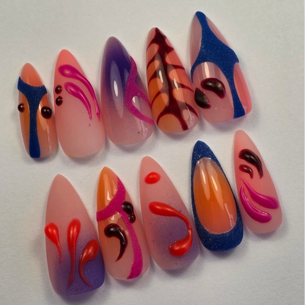 Press-on nails | Color Block