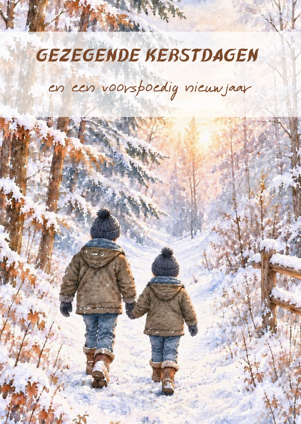 Kerstkaart kinderen jongens