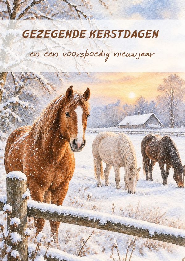 Kerstkaart paarden