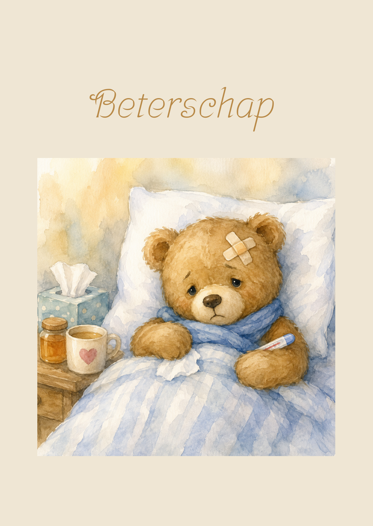 Beterschap beertje op bed