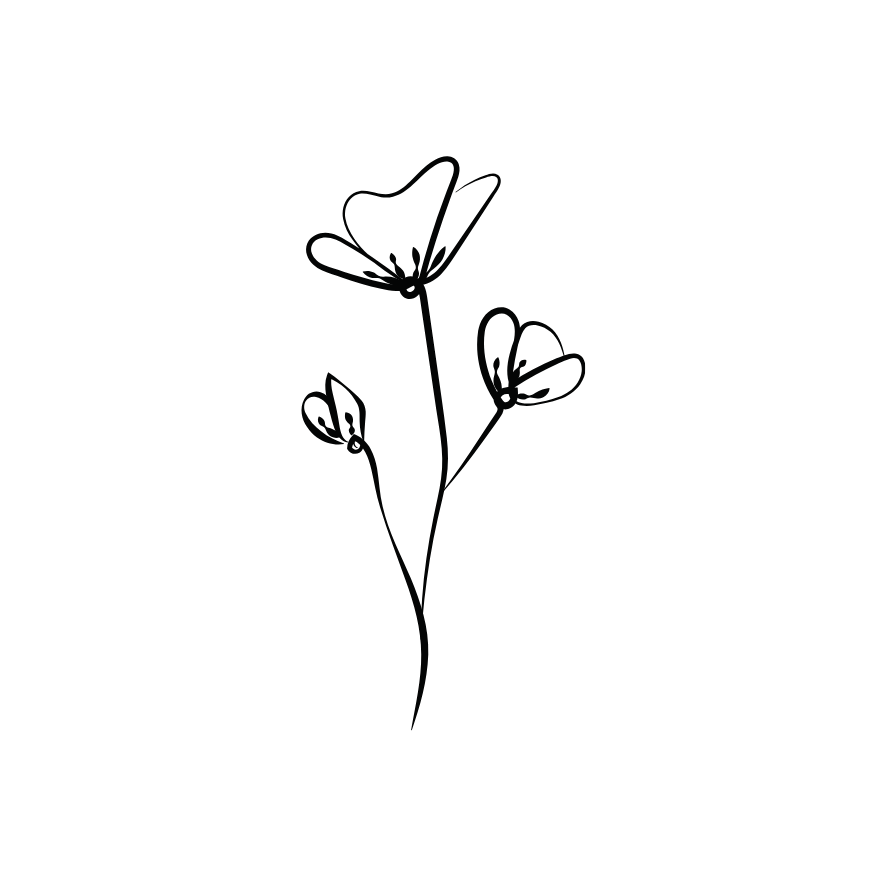 Vierkant kaartje dubbel - bloem zwart wit