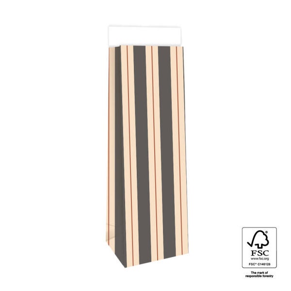Blokbodemzak 10x8x41 Stripe Chalk Black - 3 stuks