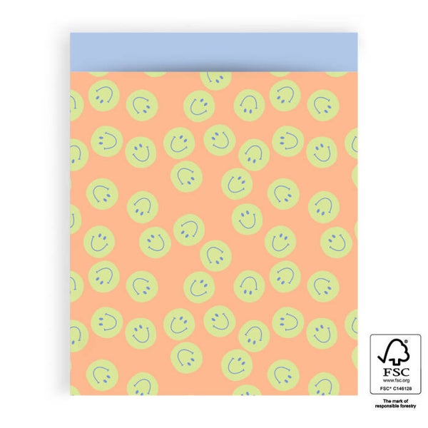 Cadeauzakjes 27x34cm Smiley Orange Blue - 5 stuks