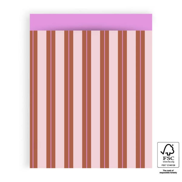 Cadeauzakjes 27x34cm Stripe Chalk Chocolate Pink - 5 stuks
