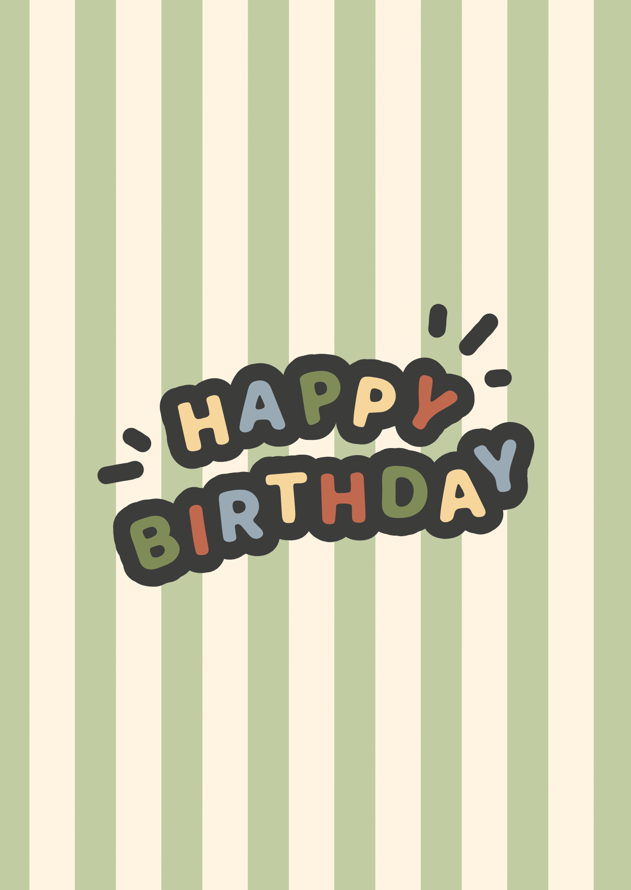 Happy Birthday groen beige