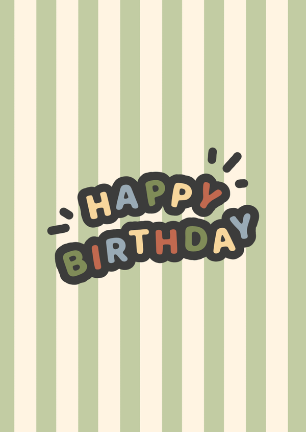 Happy Birthday groen beige