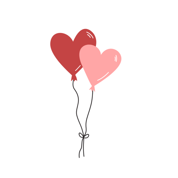 Vierkant kaartje dubbel - hartjes ballonnen
