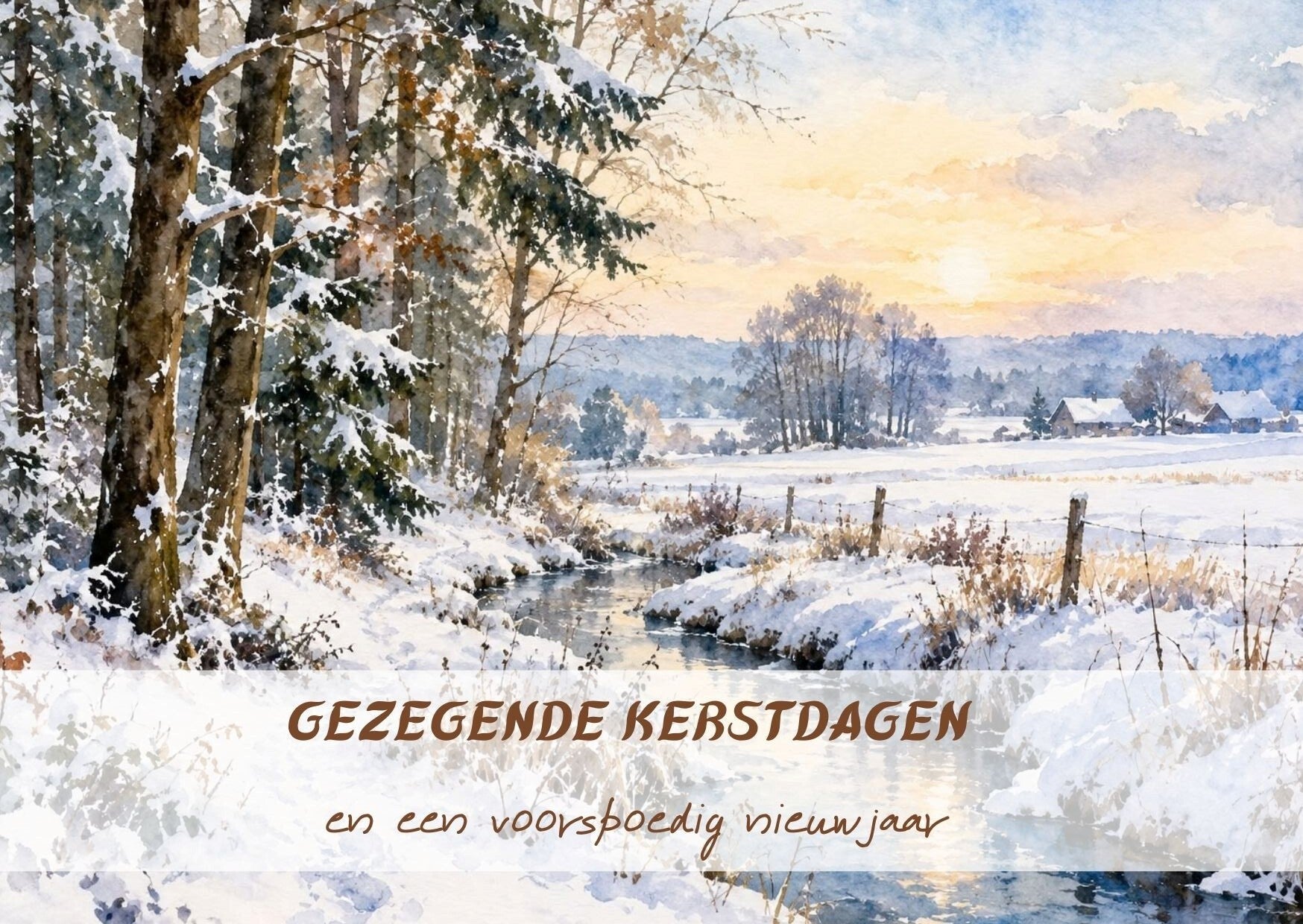 Kerstkaart landschap liggend