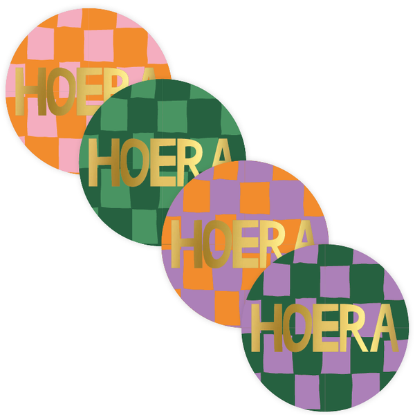 Sluitstickers hoera 50mm - 10 stuks