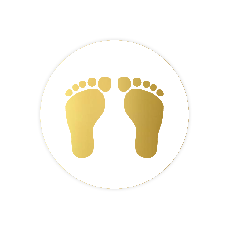 Sluitstickers babyvoetjes goud 40mm - 10 stuks