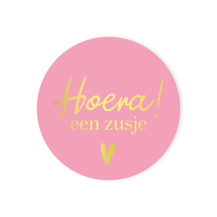 Sluitstickers hoera een zusje 40mm - 10 stuks