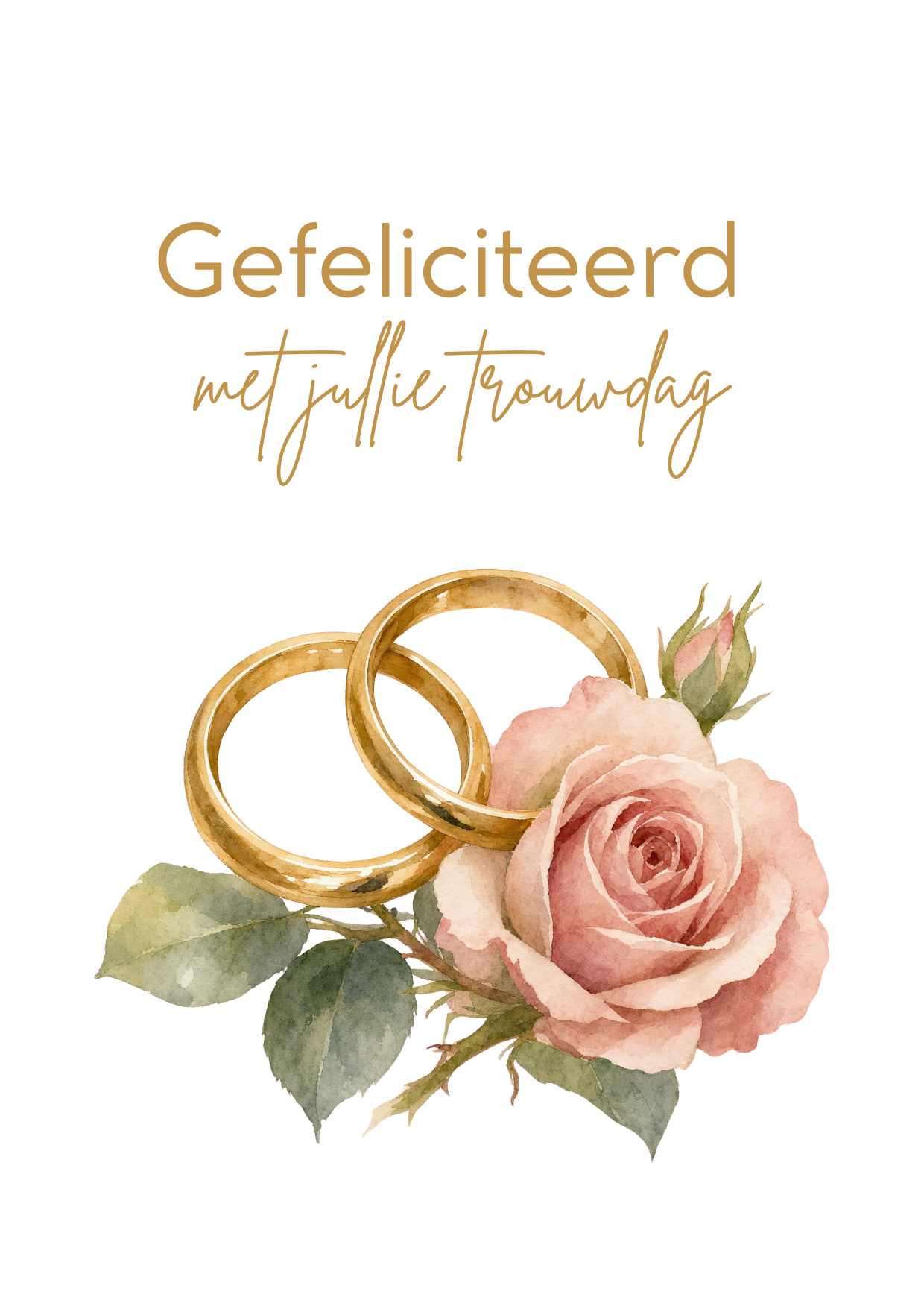 Trouwdag roos en ringen