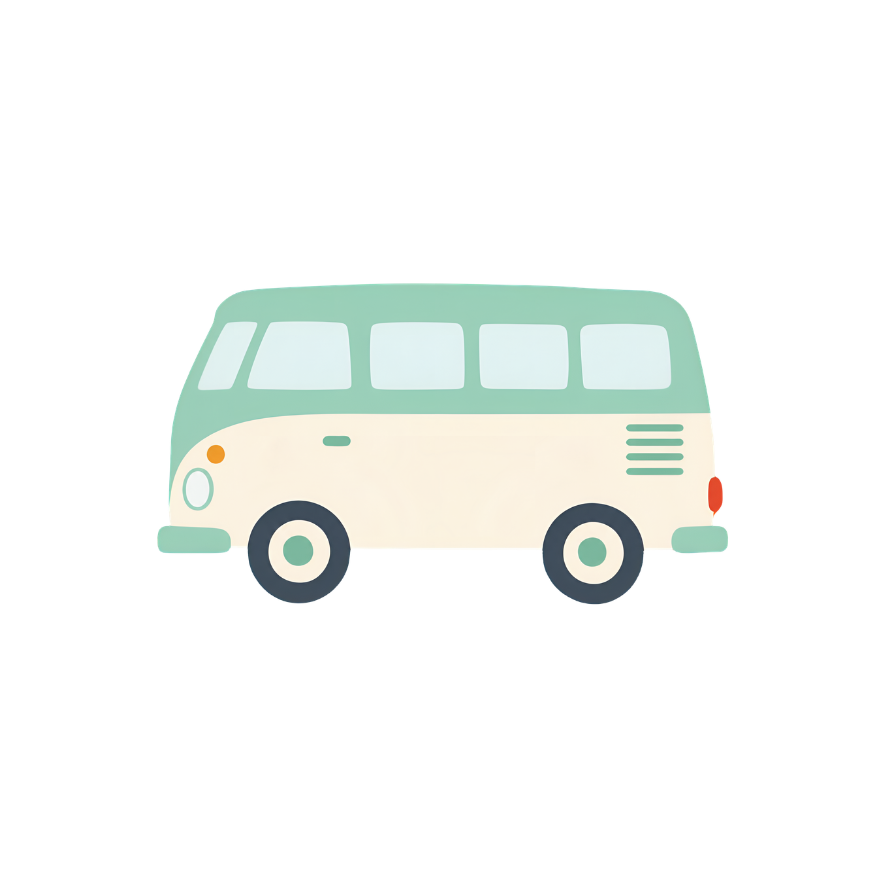 Vierkant kaartje dubbel - VW busje