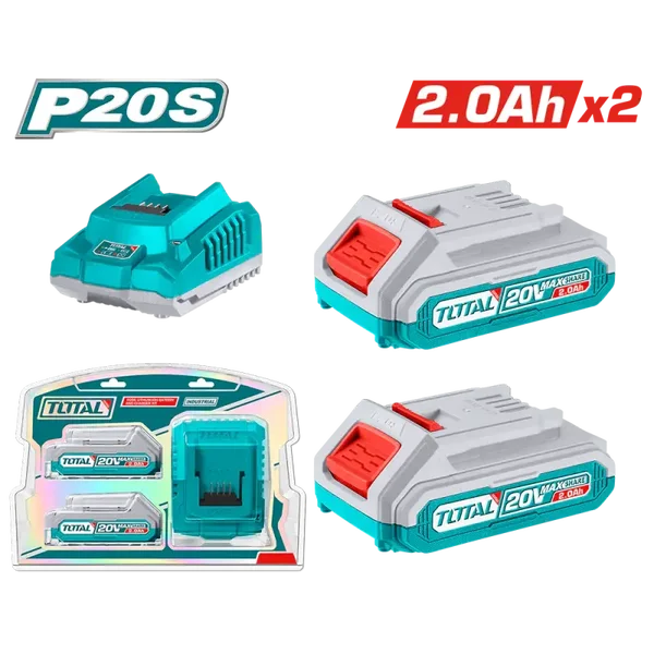 Starter Kit 2 Batterie 20 V, 2 Ah + Caricabatterie 2 A