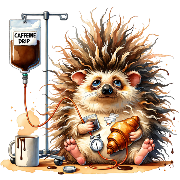 Funny Hedgehog Coffee Die Cut Stickers
