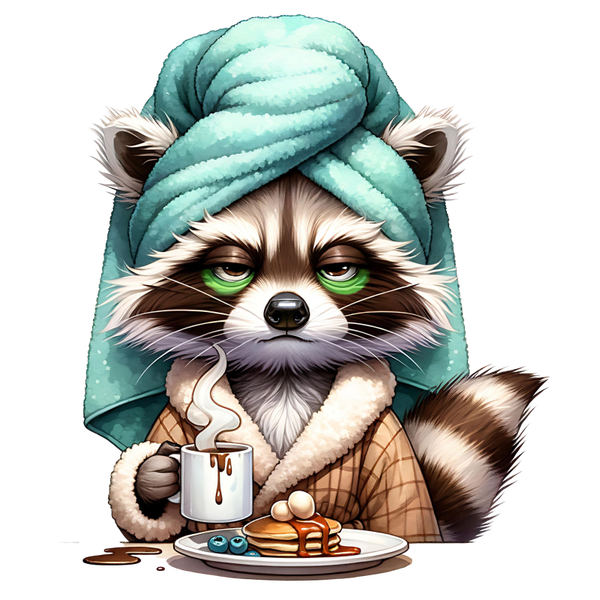 Funny Raccoon Coffee Die Cut Stickers