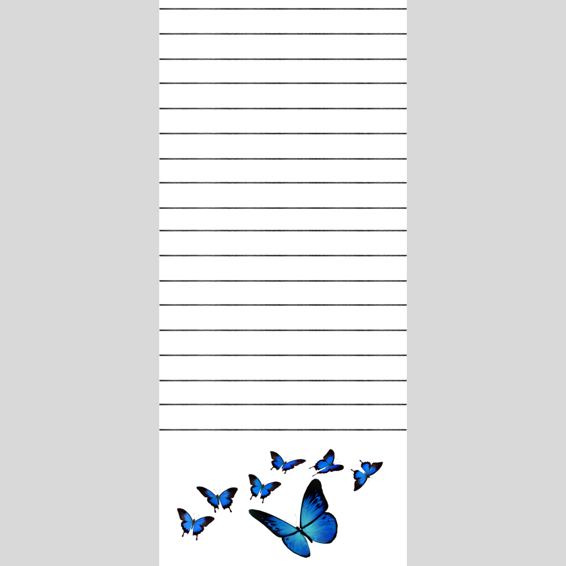 Blue Butterflies Note Pad 3.5 x 8in