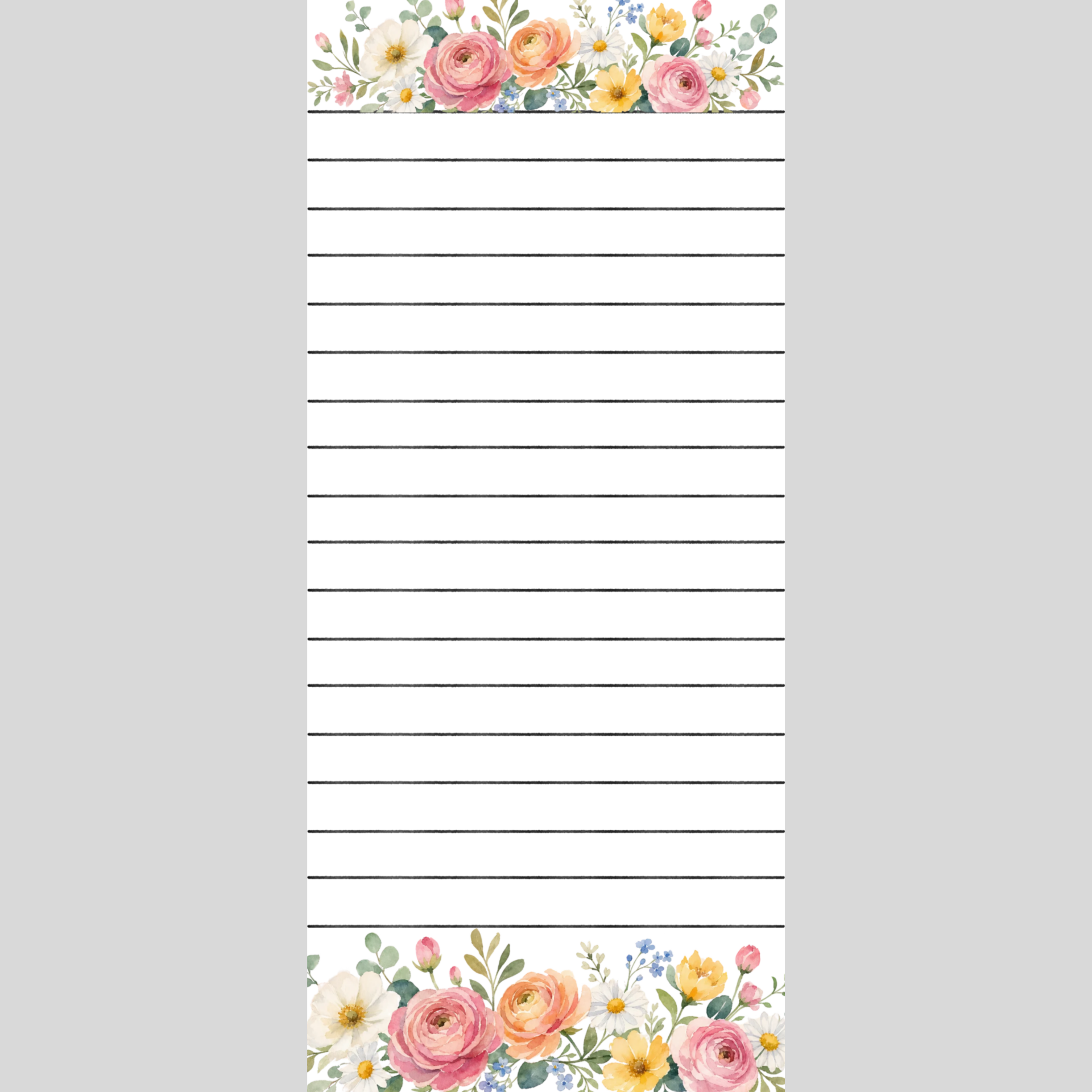 Floral Note Pad 3.5 x 8in