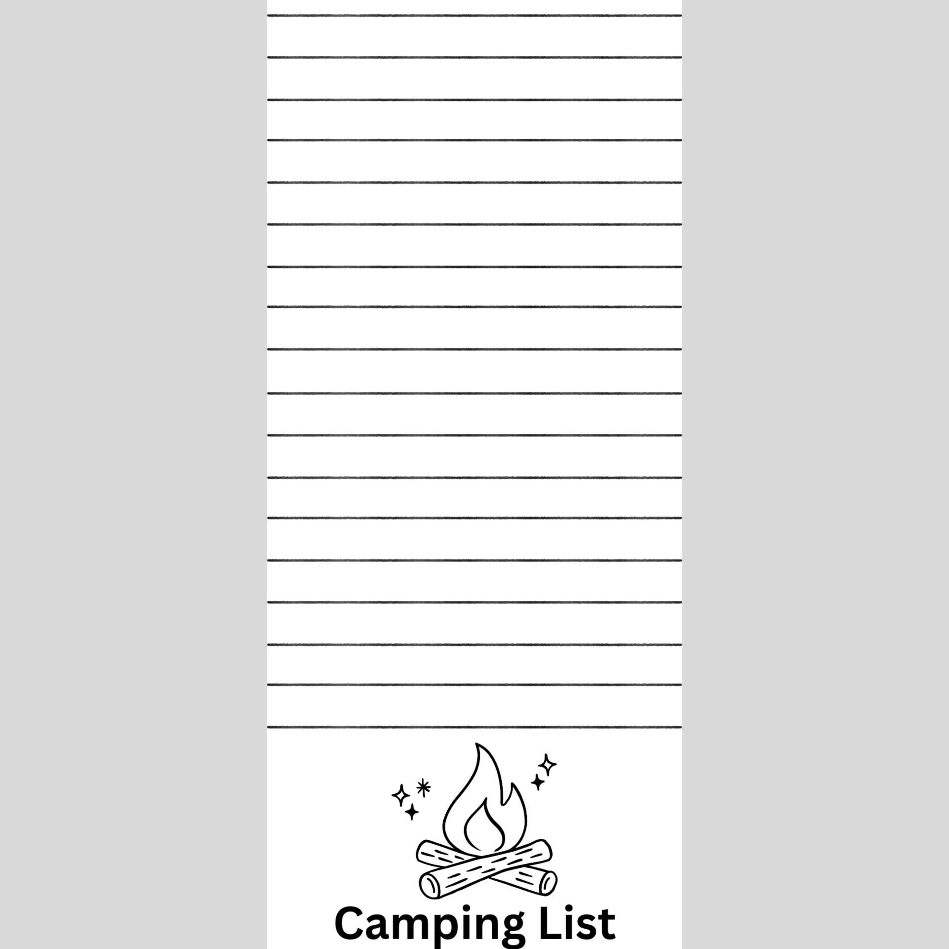 Camping List Note Pad 3.5 x 8in