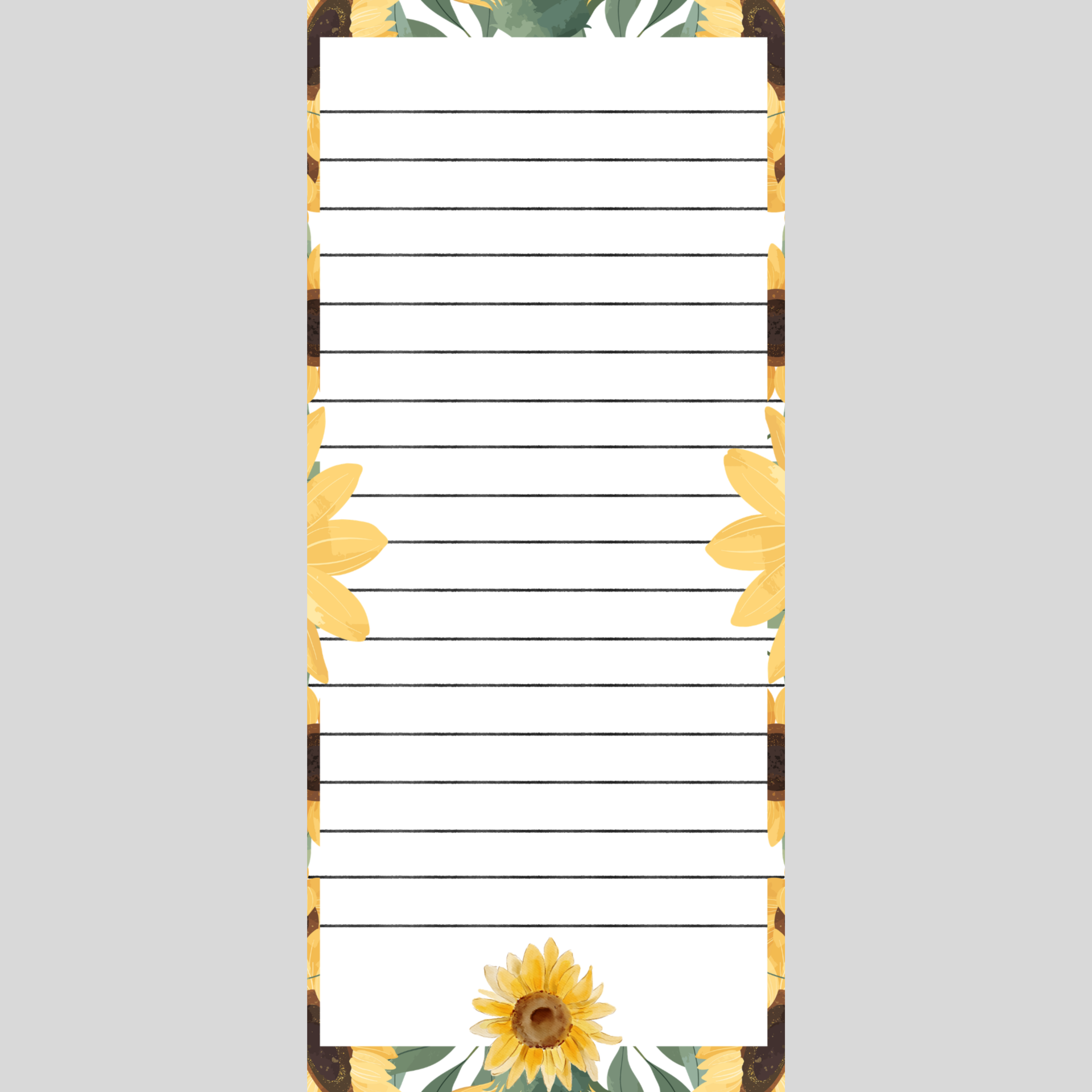 Sunflower Note Pad 3.5 x 8in