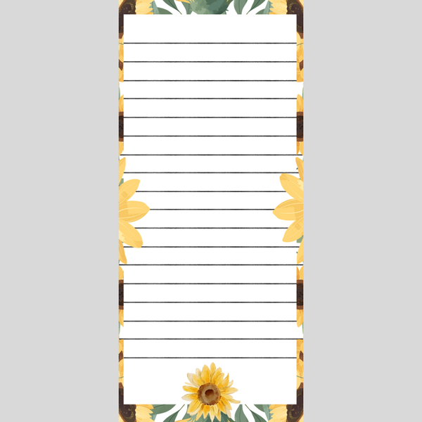 Sunflower Note Pad 3.5 x 8in