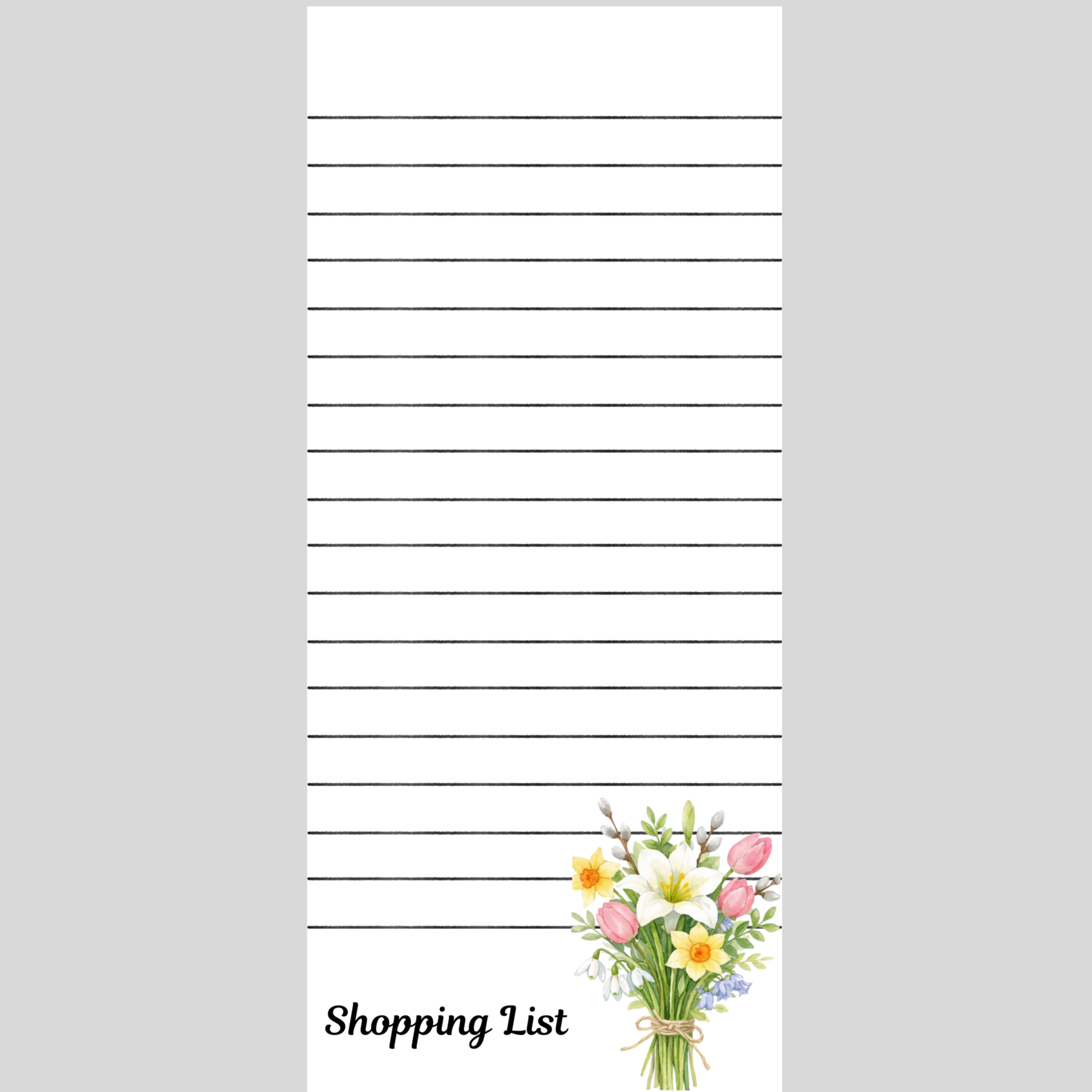 Shopping List Bouquet of Flowers Note Pad 3.5 x 8in