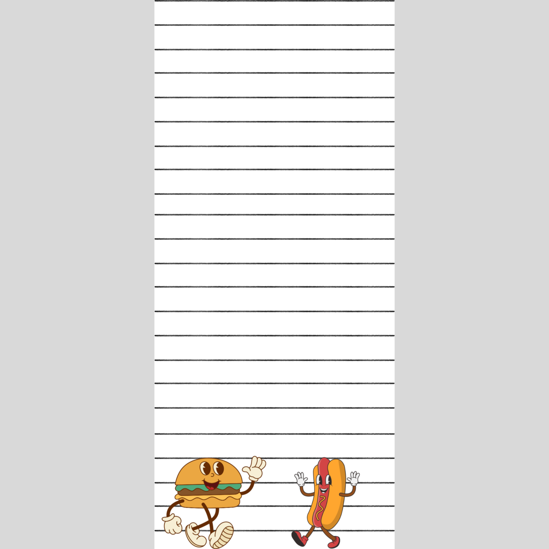 Funny Hamburger and hotdog Note Pad 3.5 x 8in