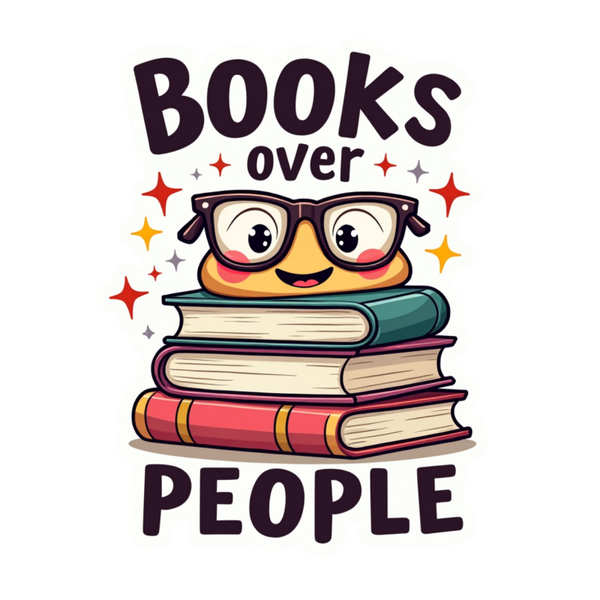 Books Over People Die Cut Sticker