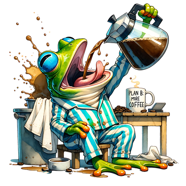 Funny Frog Coffee Die Cut Stickers