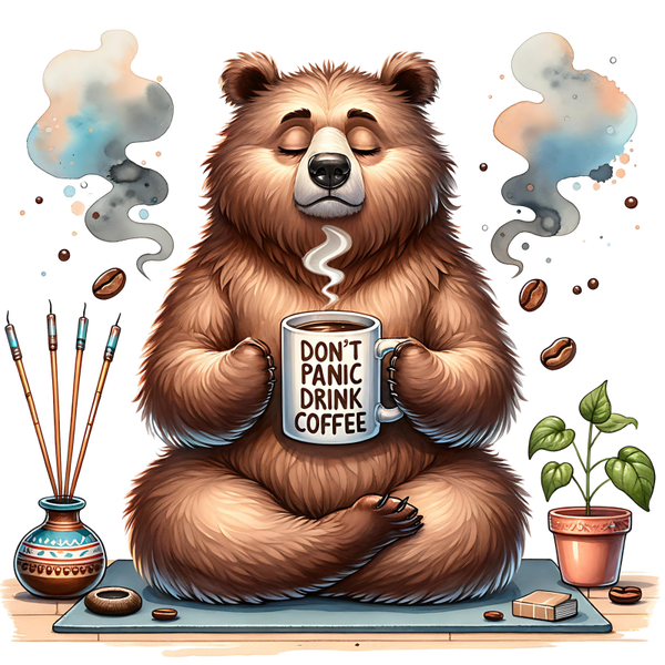 Funny Brown Bear Coffee Die Cut Stickers