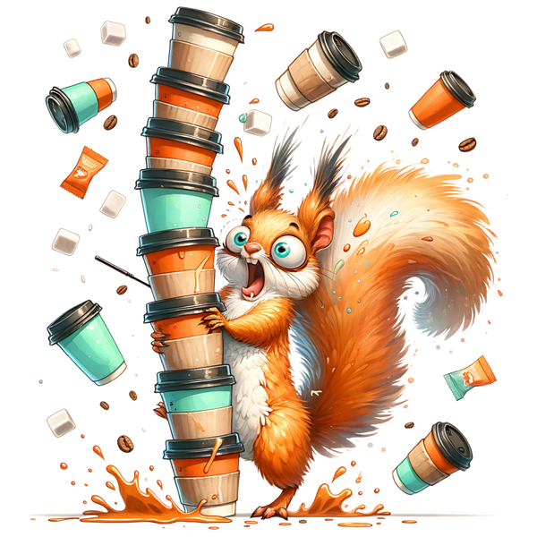 Funny Squirrel Coffee Die Cut Stickers