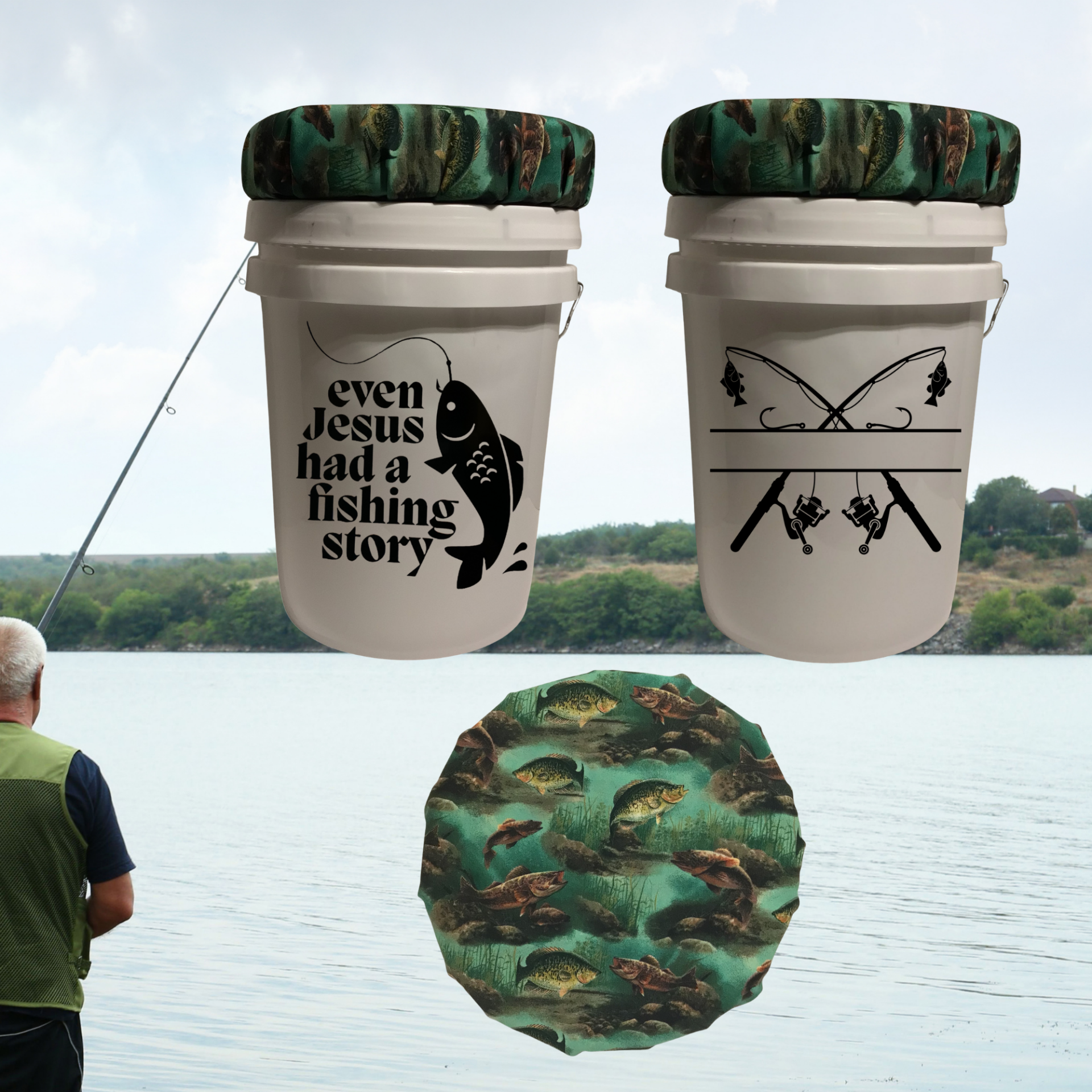 Even Jesus had a Fishing Story 5-gallon bucket seat