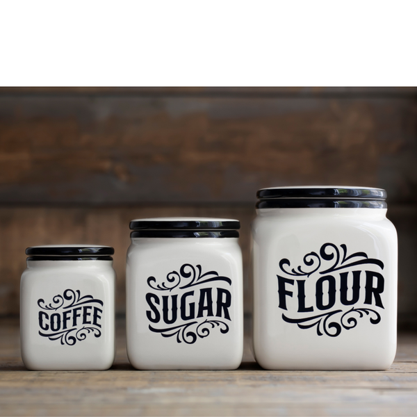 Set of Labels Flour, Sugar, Coffee Decals