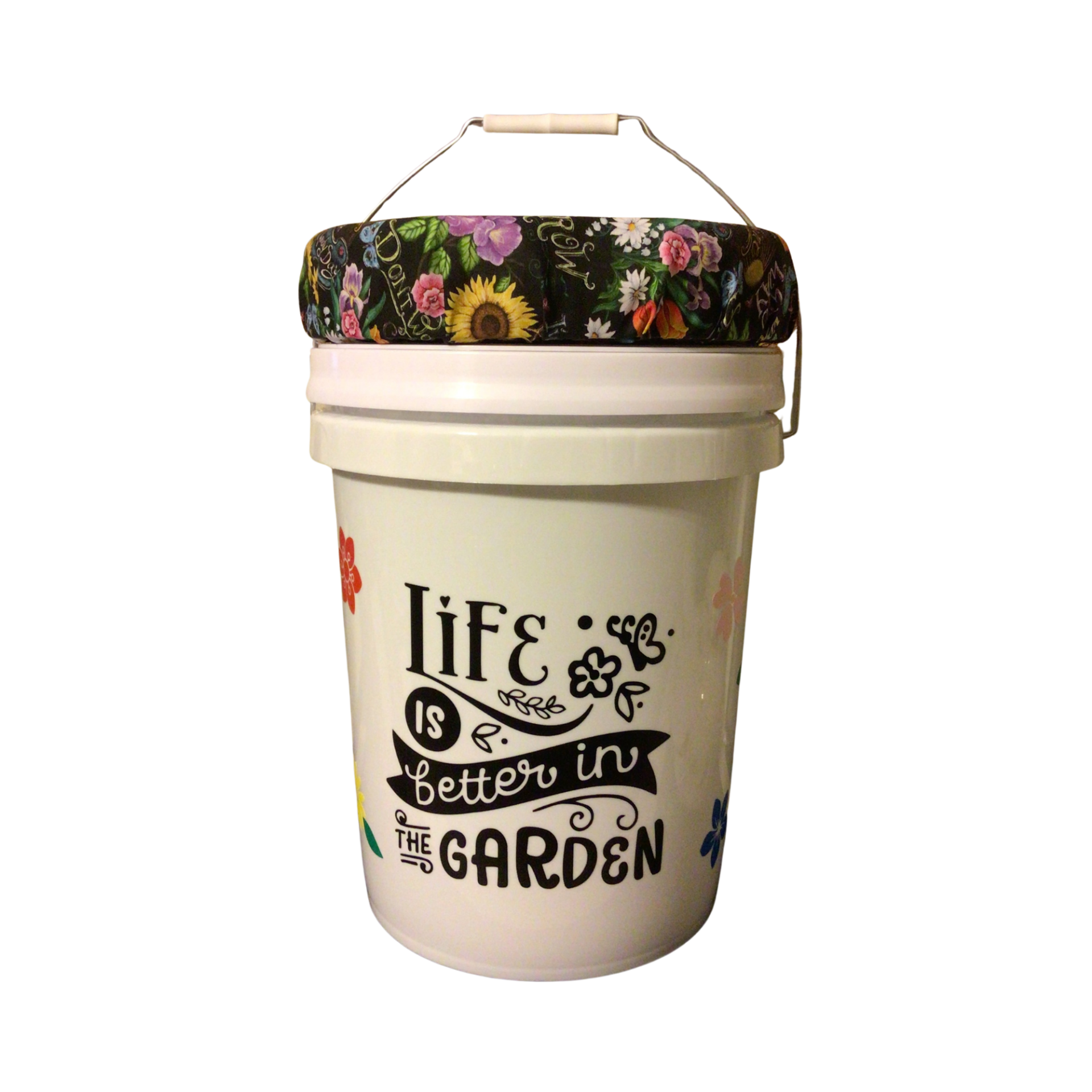 Garden theme 5 gallon bucket lid seat