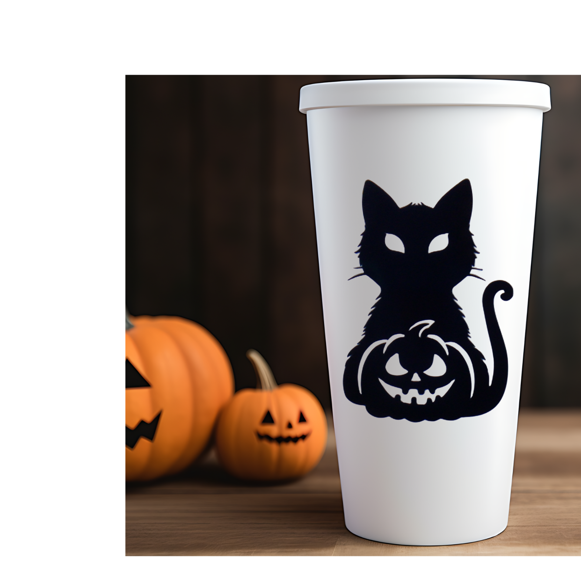Halloween Cat with pumpkin decal