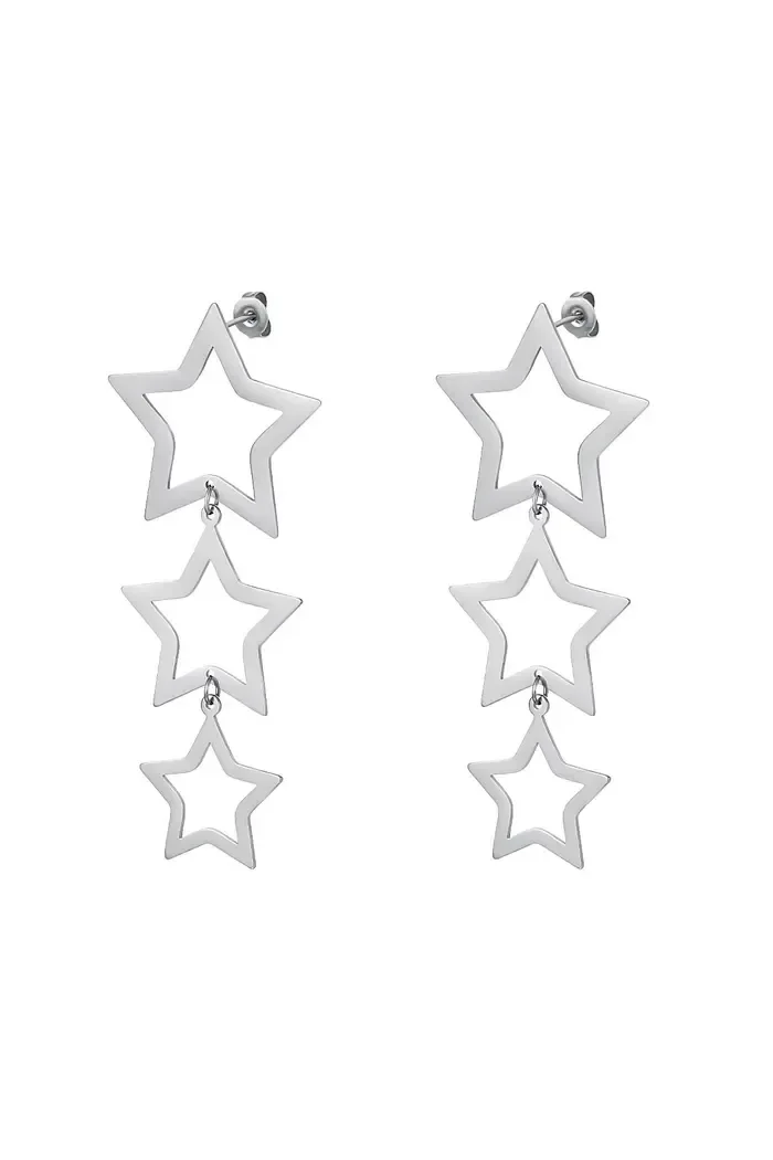 Oorbellen drie sterren - zilver