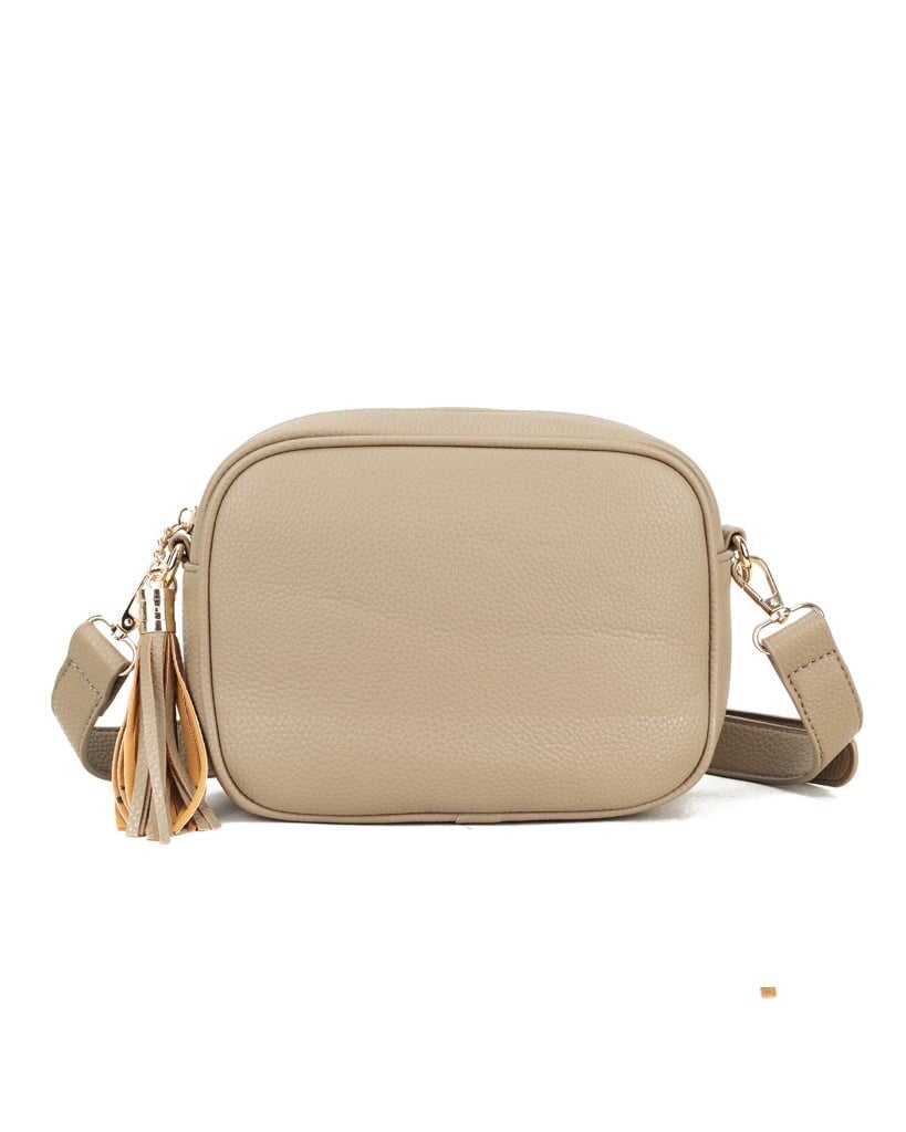 Schoudertas met franjes - Taupe/khaki