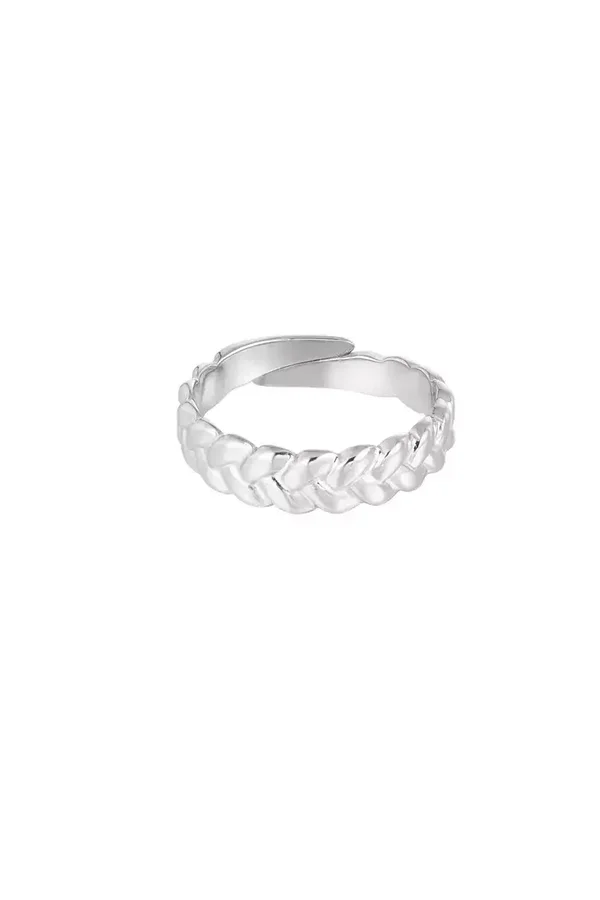 Ring dik gevlochten - Zilver