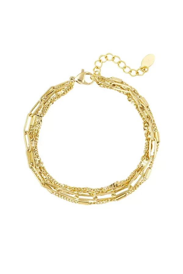 Armband drie dubbele party - Goud