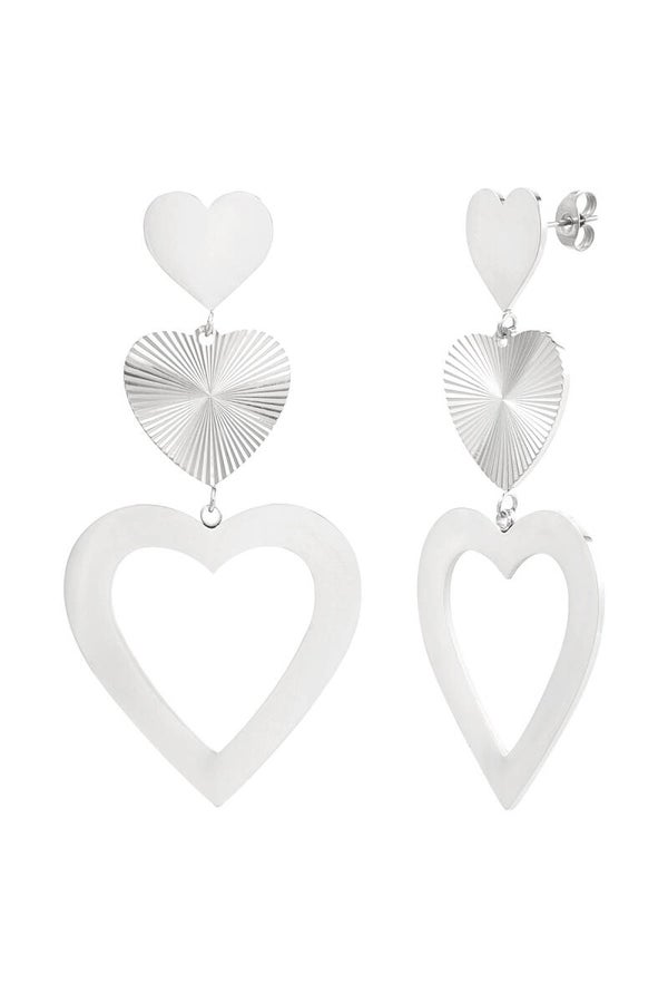 Oorbellen drie hartjes - Zilver