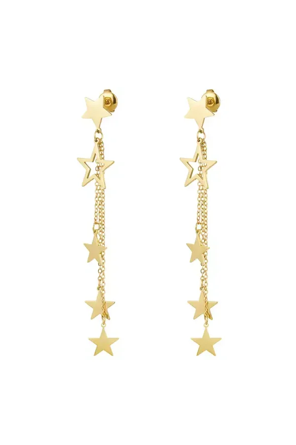 Oorbellen sterren ketting - Goud