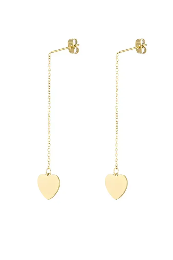 Oorbellen ketting met hartje - Goud