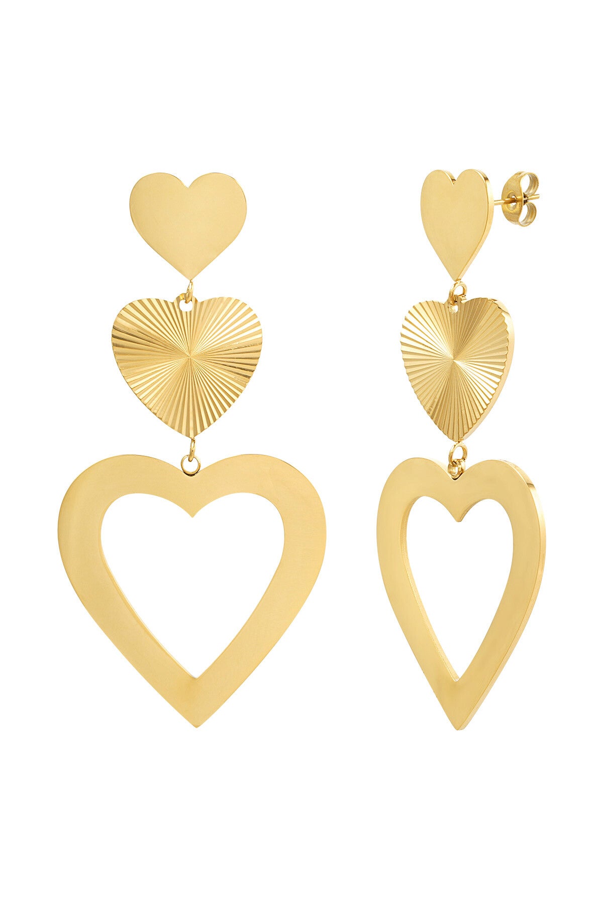 Oorbellen drie hartjes - Goud