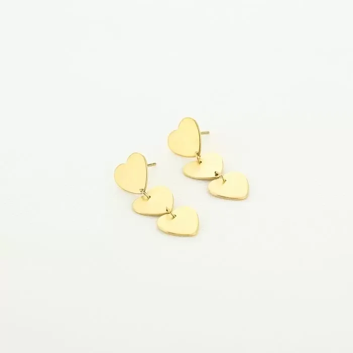 Oorbellen drie hartjes - Goud