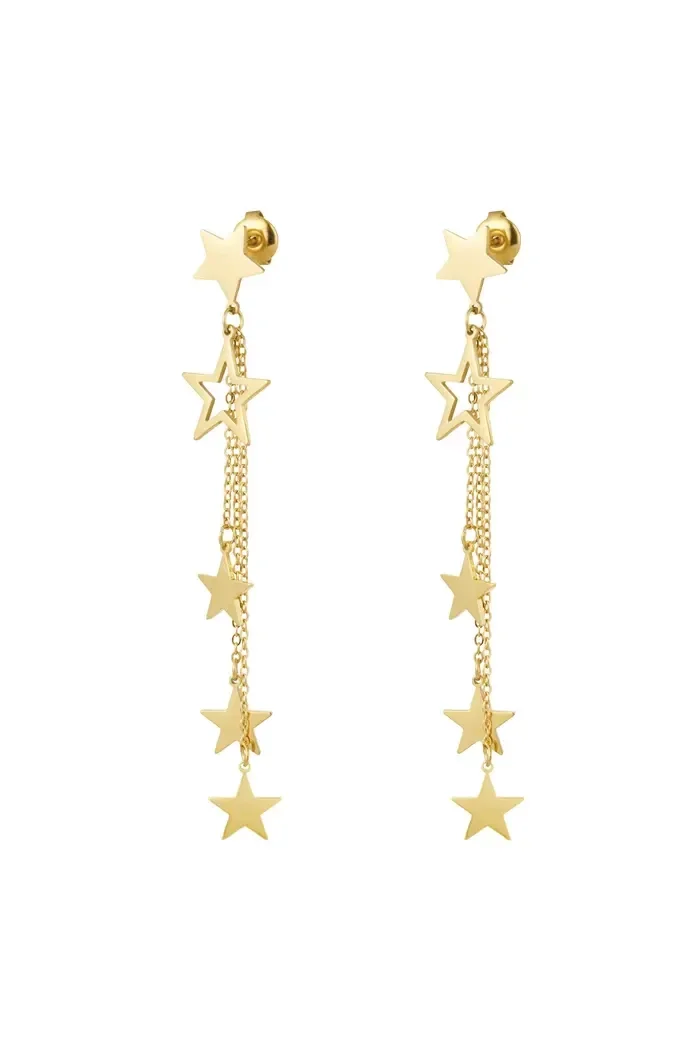 Oorbellen sterren ketting - Goud