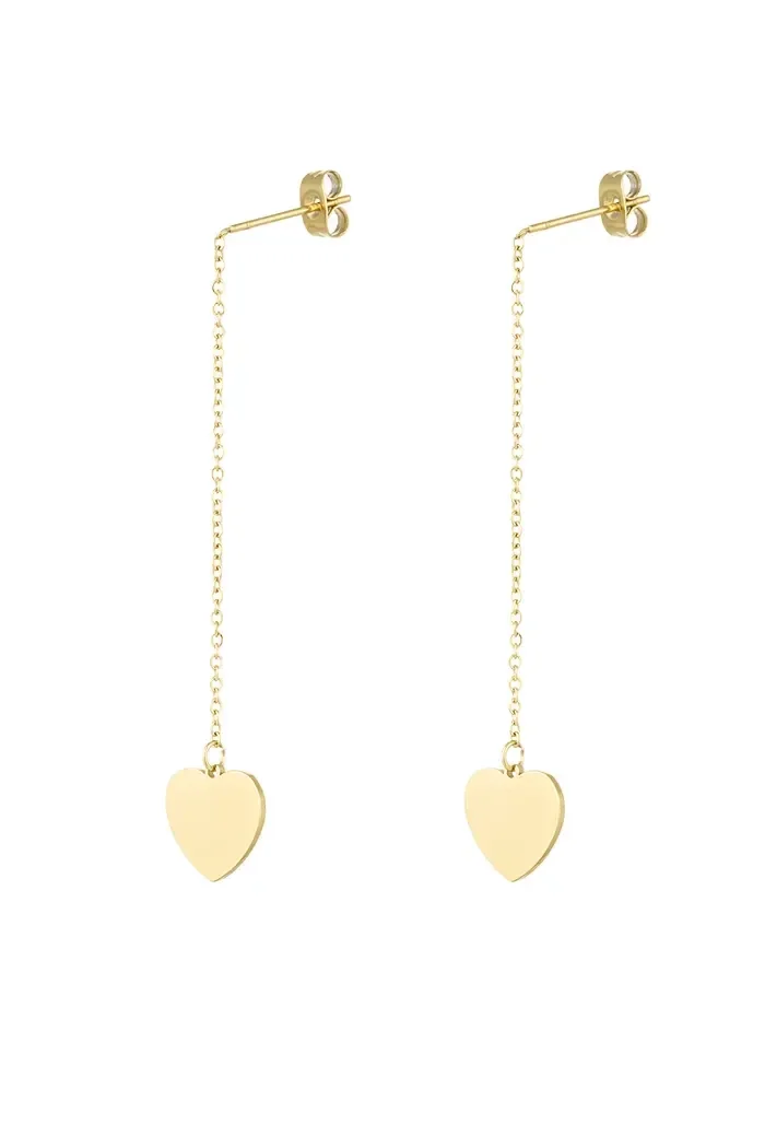 Oorbellen ketting met hartje - Goud