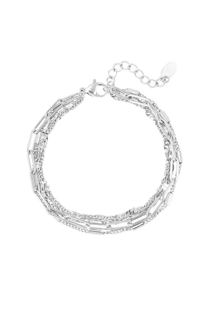 Armband drie dubbele party - Zilver