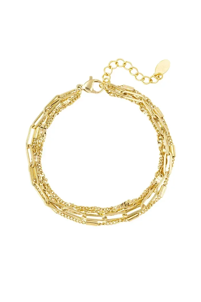 Armband drie dubbele party - Goud