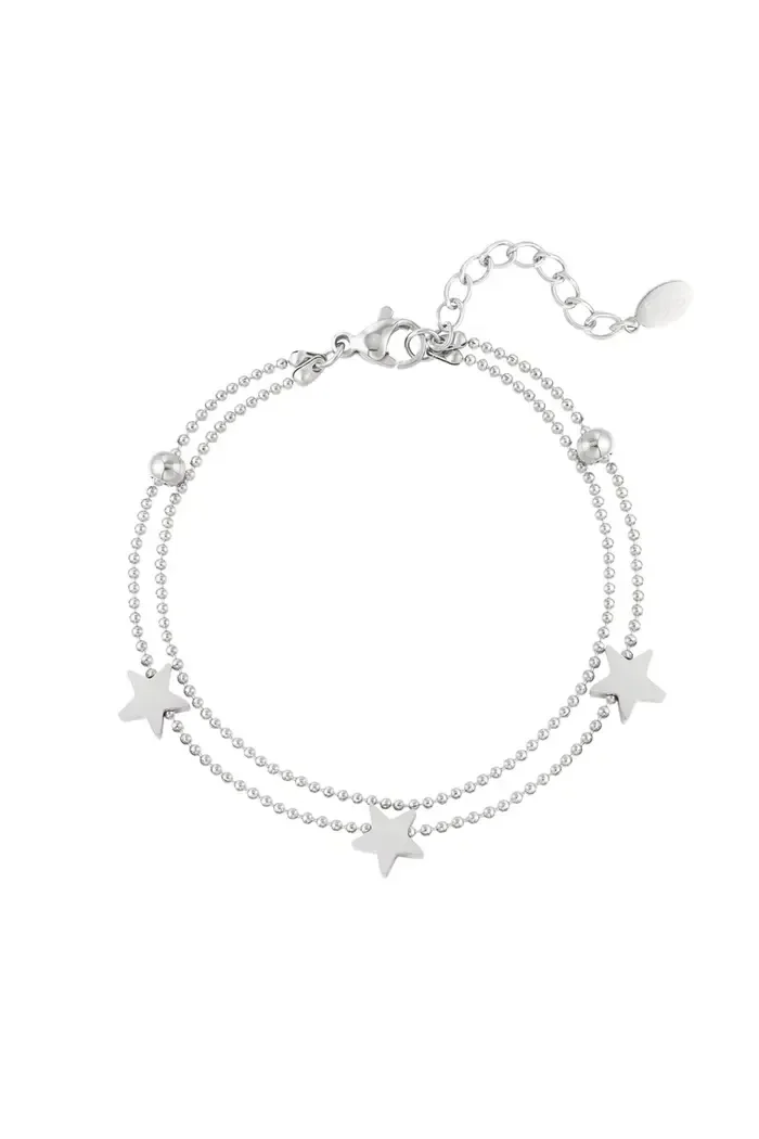 Dubbele armband sterretjes - Zilver