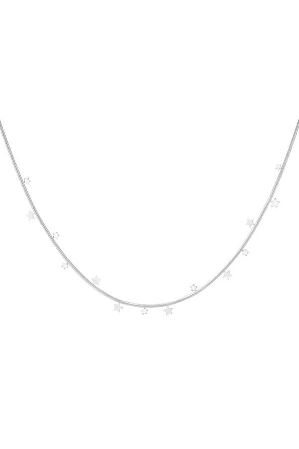 Ketting hangende sterretjes - Zilver